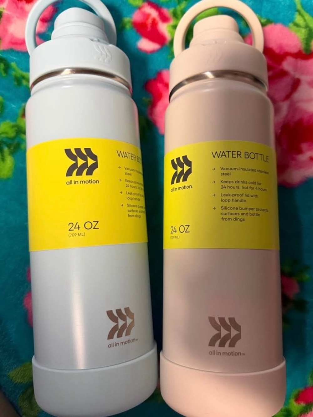 Set of 2 All in Motion 24oz Stainless Steel Water Bottle - Light Blue & Blush